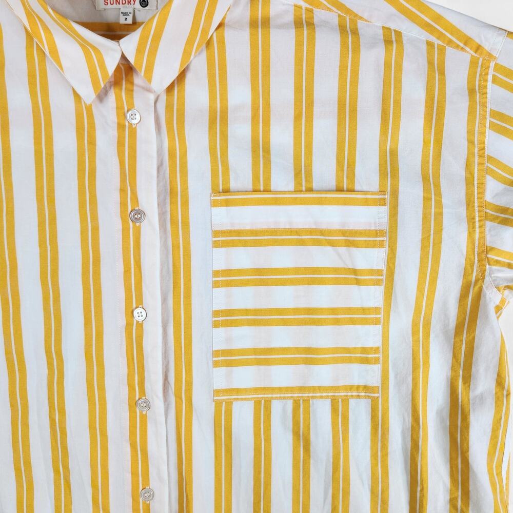 Sundry Button Down Shirt Women's Medium (2) Mango Summer Stripe - Picture 4 of 13